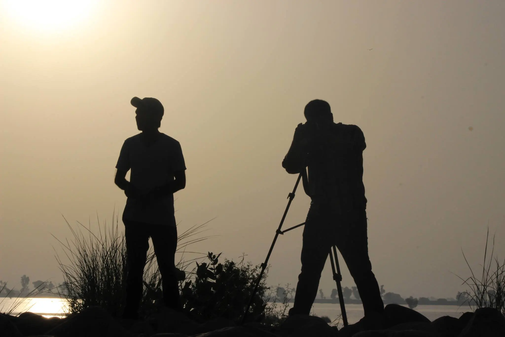 Documentary film crew on location
